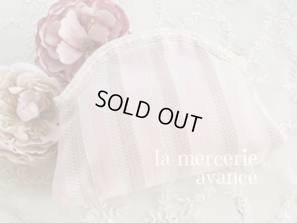 画像3: 【キットの完成品】ストライプとベルベットリボンのコスメポーチ (3)