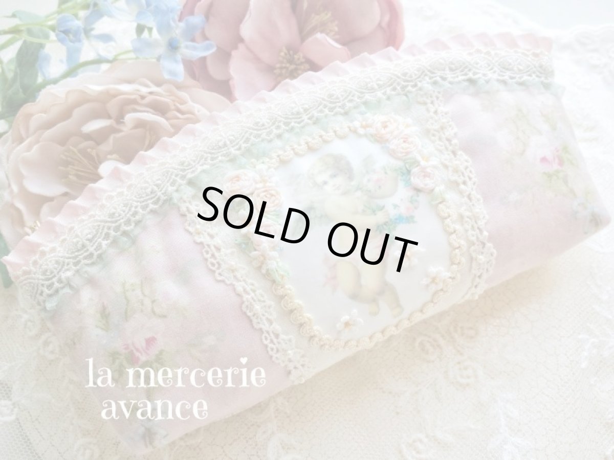 画像1: 【キットの完成品】綿ローン生地のエンジェルのペンケース (1)