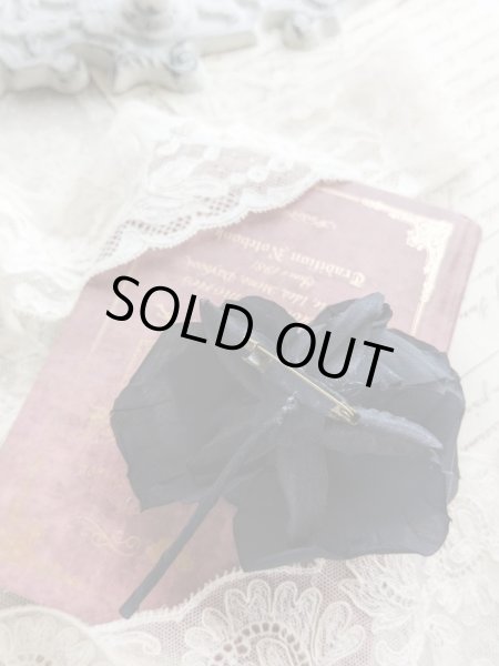 画像3: 布花　〜大人ブラックの薔薇のコサージュ〜 (3)