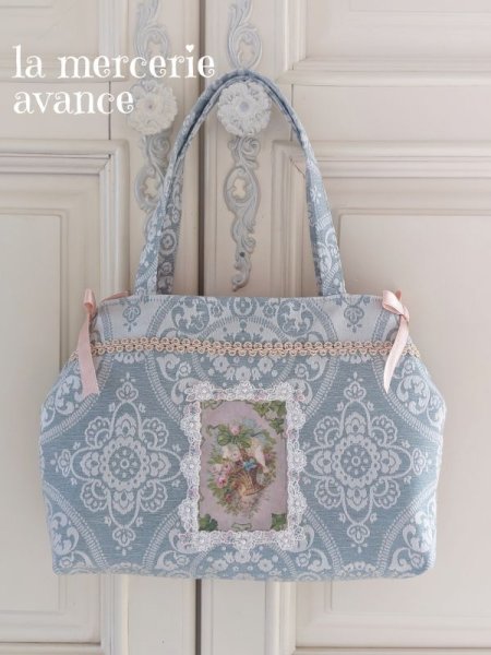 画像2: 【キット】ブルージャガード生地のバック (2)