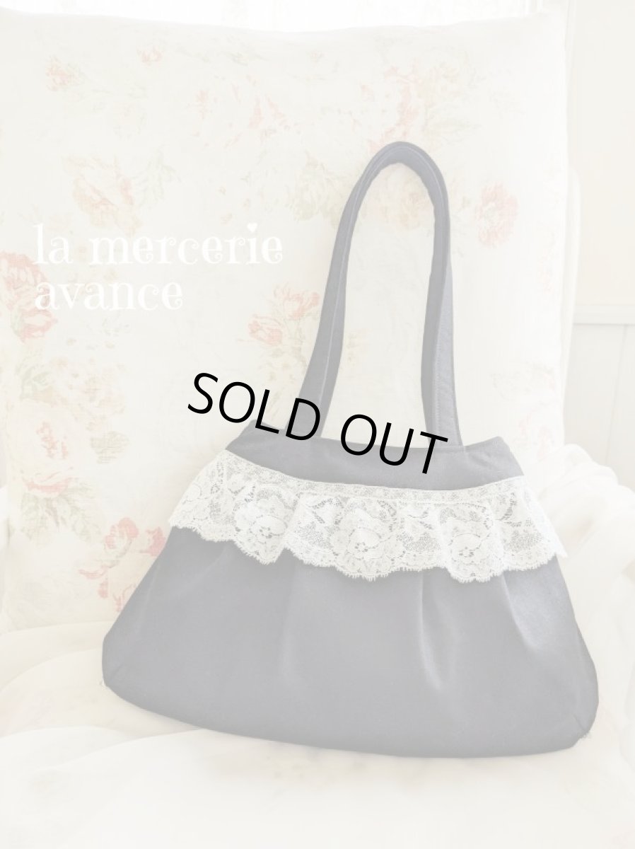 画像2: フランスレースのリネンのバッグ　おまけのポーチ付き　完成品 (akiko) (2)