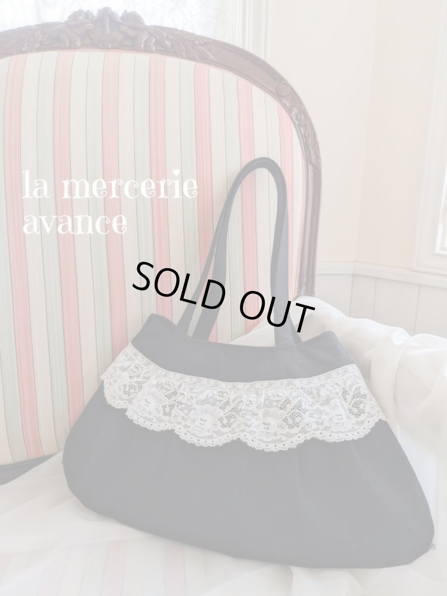 画像3: フランスレースのリネンのバッグ　おまけのポーチ付き　W 52 完成品 (akiko) (3)