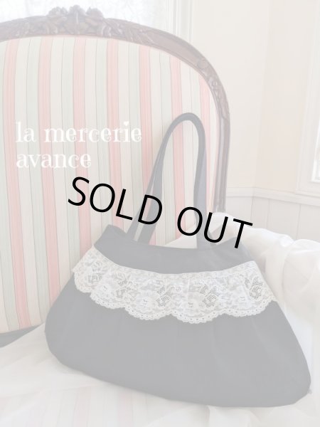 画像3: フランスレースのリネンのバッグ おまけのポーチ付き W 52 完成品 (akiko) (3)