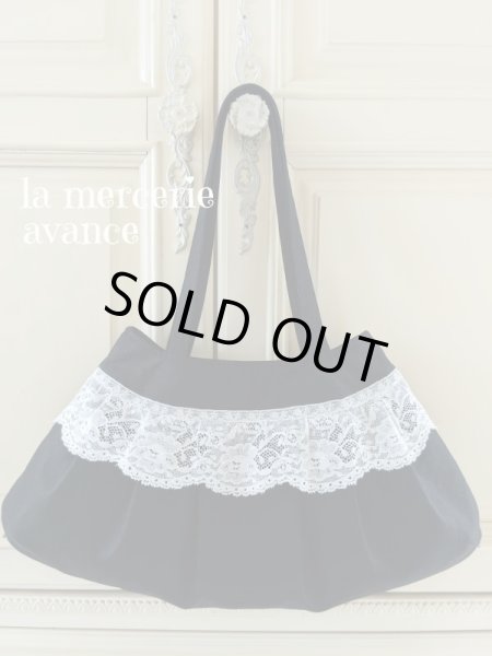 画像2: フランスレースのリネンのバッグ おまけのポーチ付き W 52 完成品 (akiko) (2)