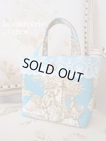 画像2: 【完成品】トワル・ド・ジュイとキラキラスワロのモチーフバッグ  (akiko)   (2)