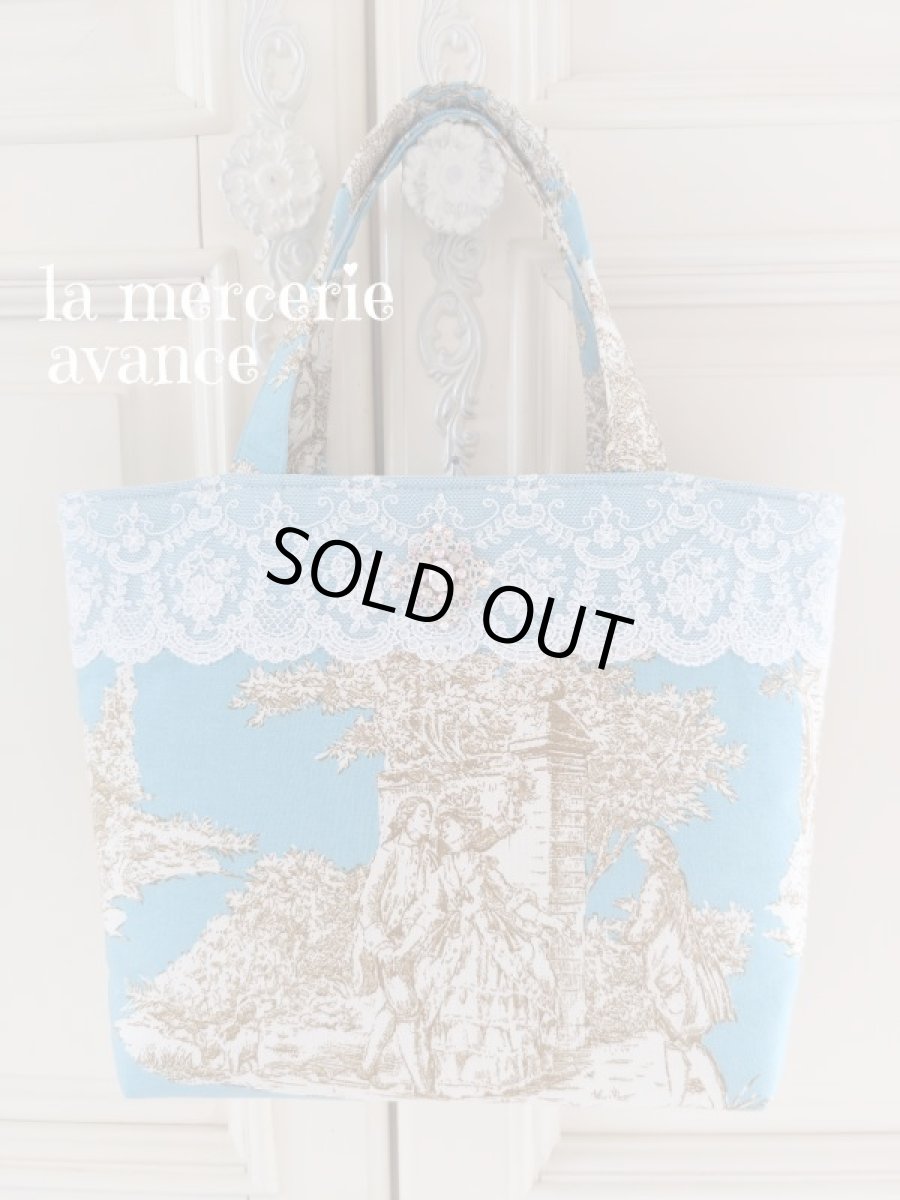 画像3: 【完成品】トワル・ド・ジュイとキラキラスワロのモチーフバッグ　 (akiko) 　 (3)