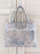 画像1: 【完成品】トワル・ド・ジュイとキラキラスワロのモチーフバッグ　 (akiko) 　 (1)