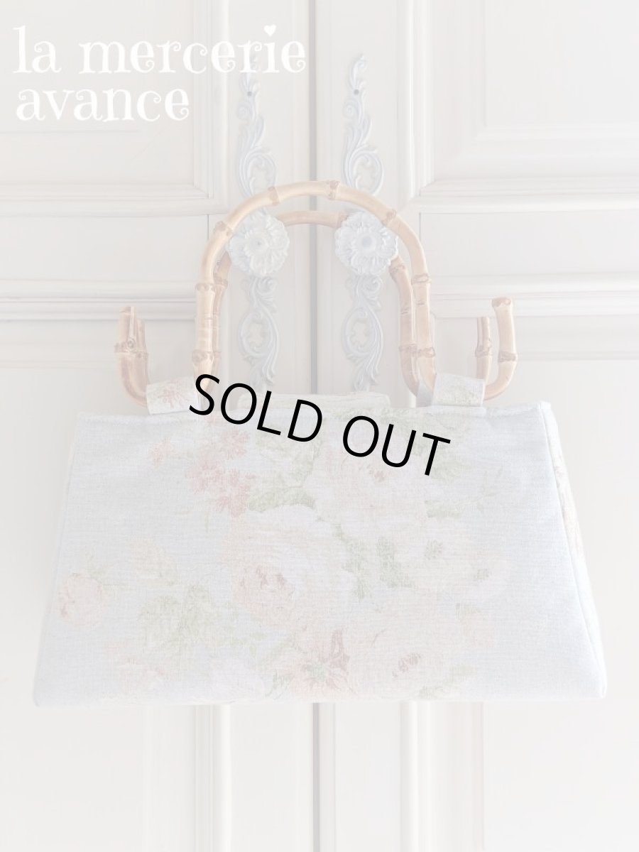 画像2: 【完成品】リネン生地で作ったバンブー持ち手のバッグ (akiko) 　 (2)