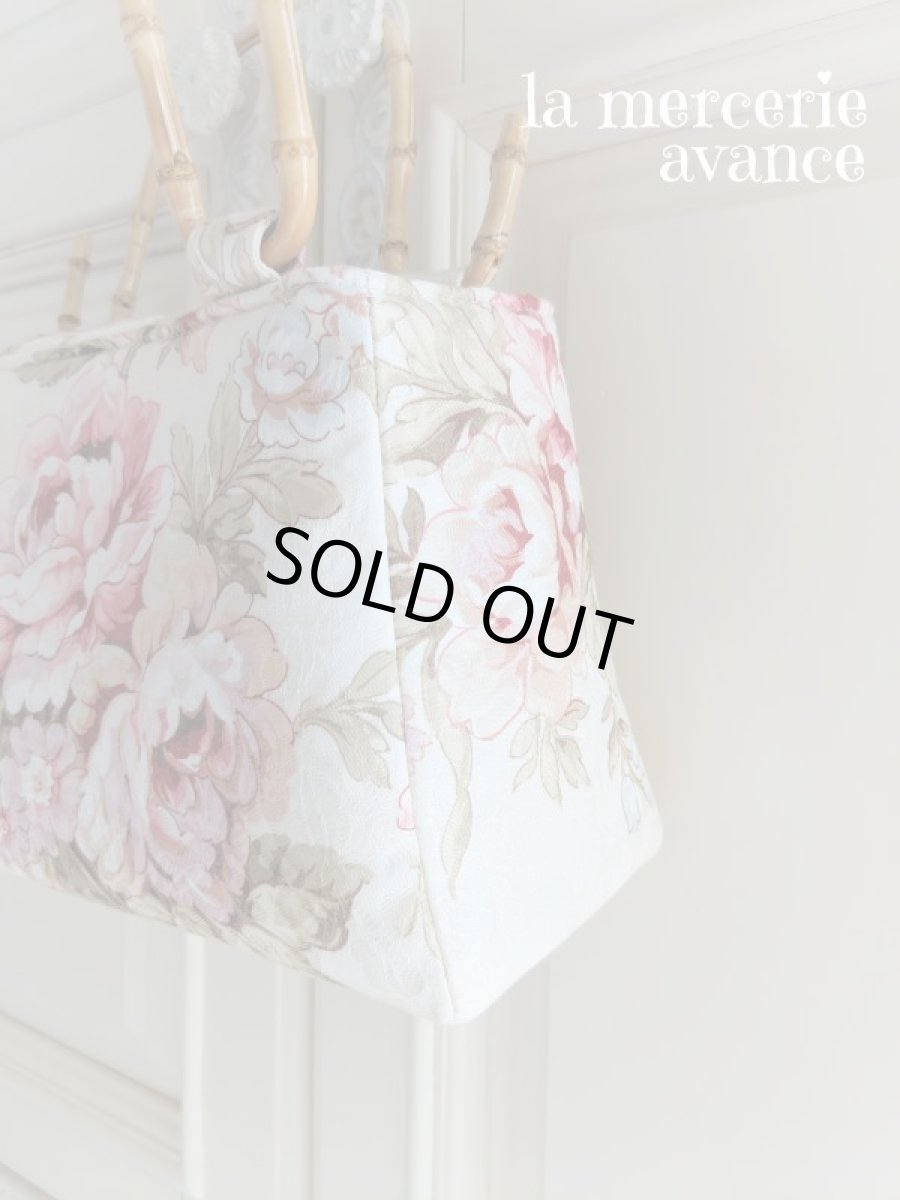 画像6: 【完成品】リネン生地で作ったバンブー持ち手のバッグ (akiko) 　 (6)