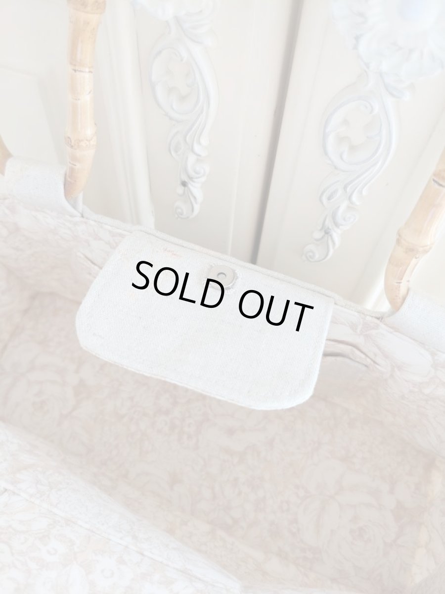 画像5: 【完成品】リネン生地で作ったバンブー持ち手のバッグ (akiko) 　 (5)