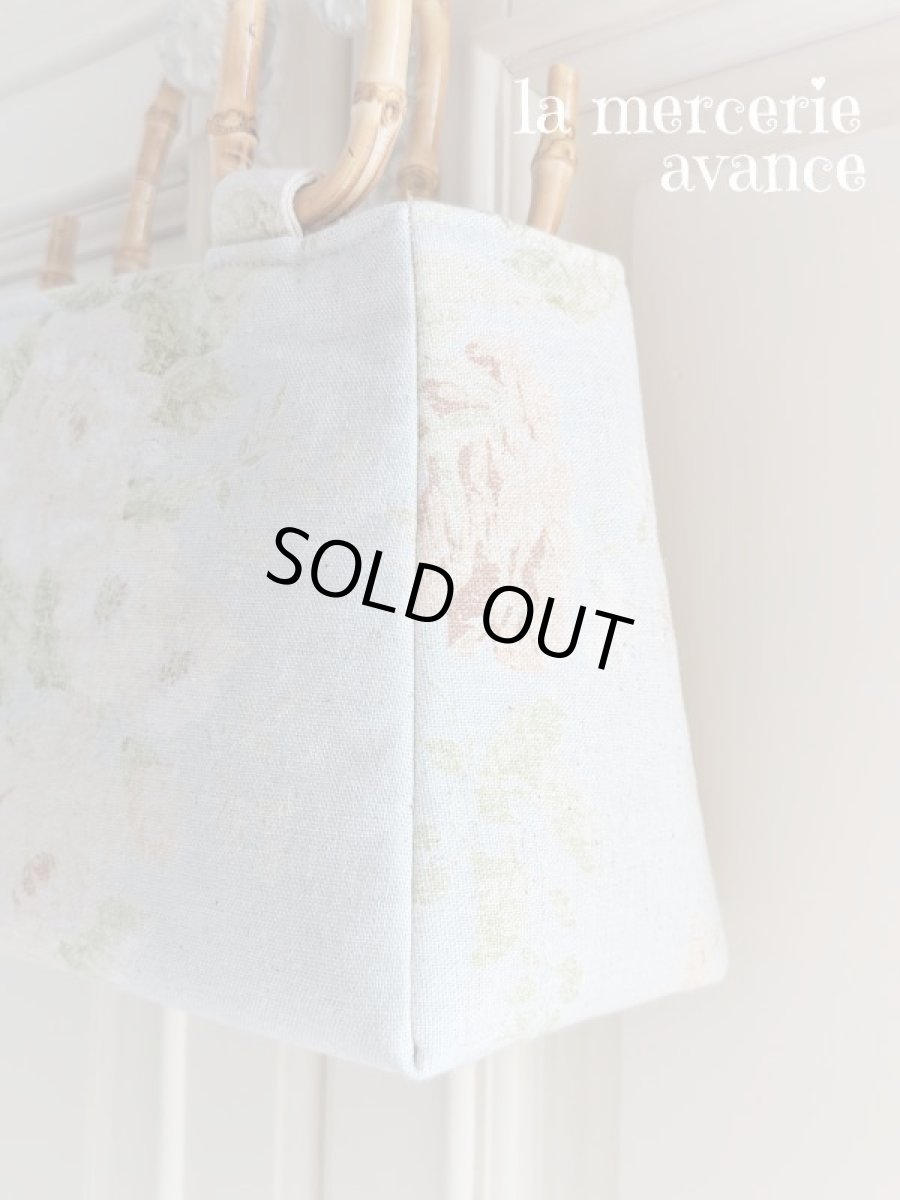 画像4: 【完成品】リネン生地で作ったバンブー持ち手のバッグ (akiko) 　 (4)