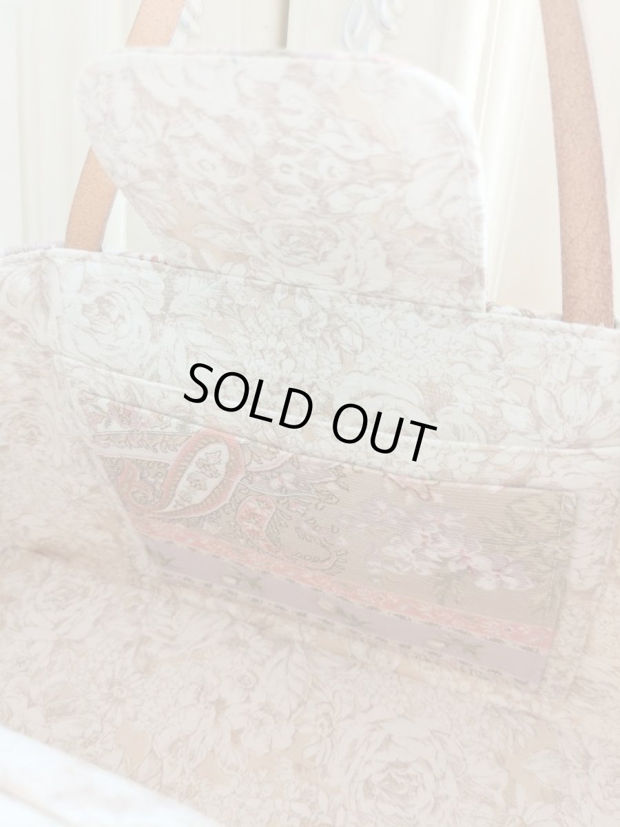 画像7: 【完成品】お宝生地で作った革の持ち手のバッグ (akiko) 　 (7)