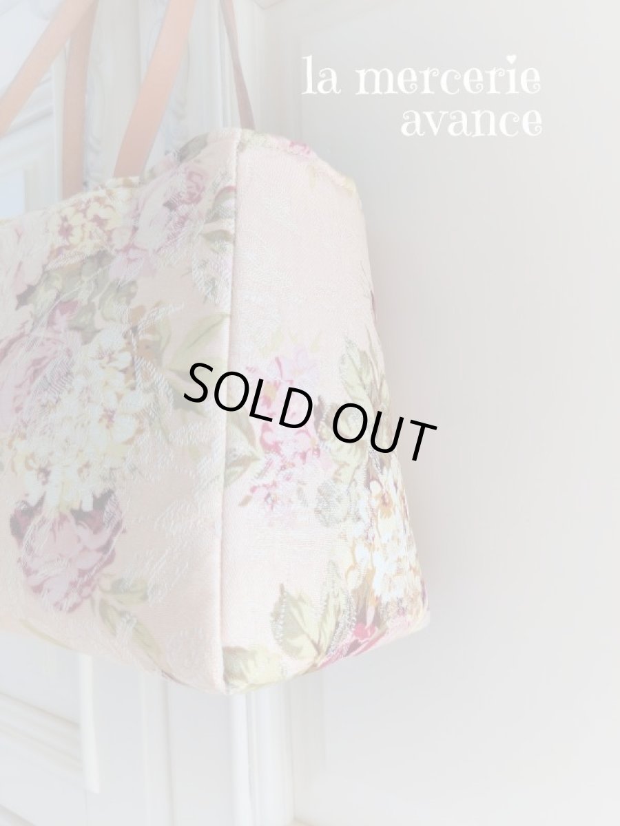 画像6: 【完成品】お宝生地で作った革の持ち手のバッグ (akiko) 　 (6)