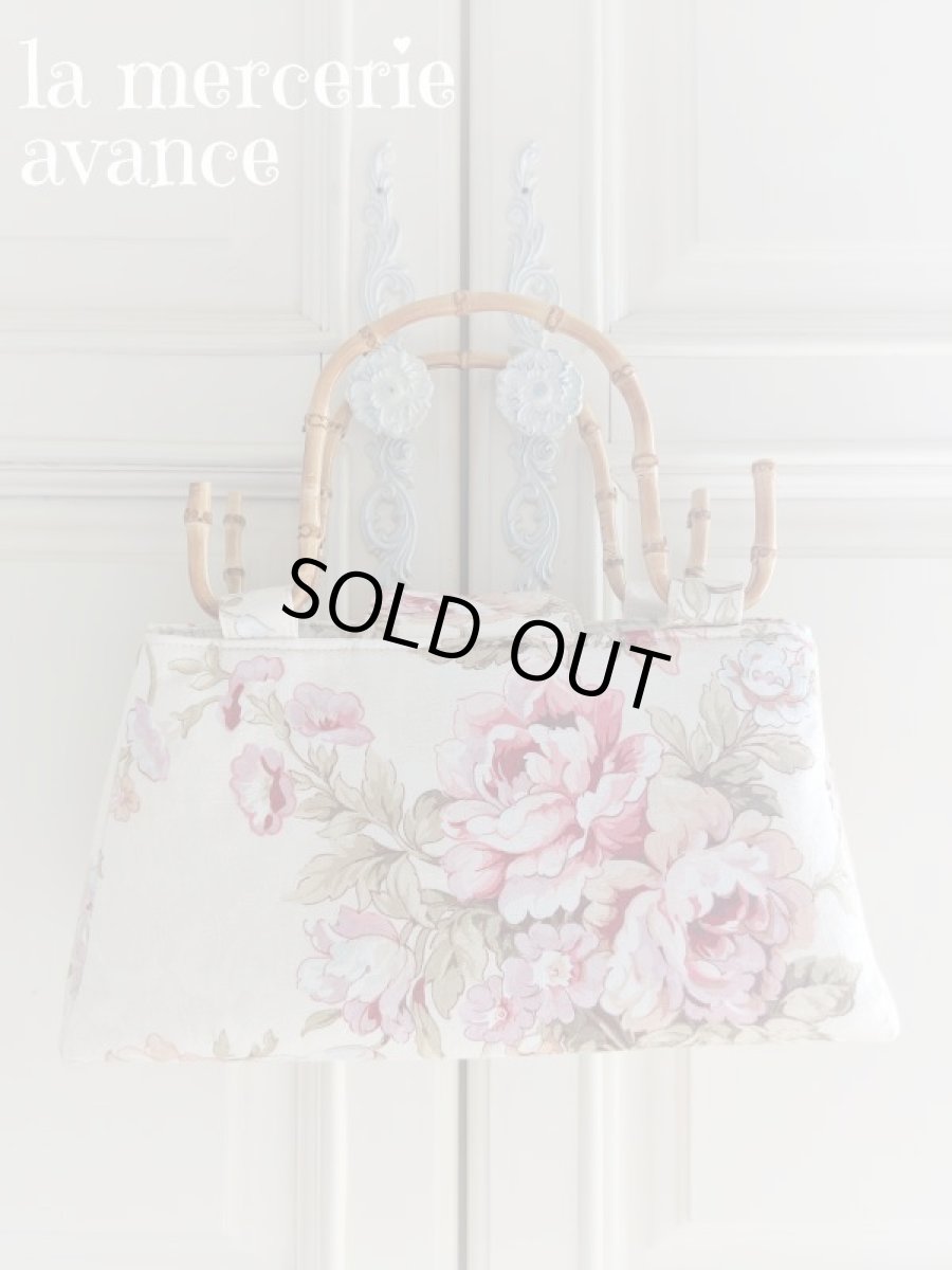 画像2: 【完成品】リネン生地で作ったバンブー持ち手のバッグ (akiko) 　 (2)