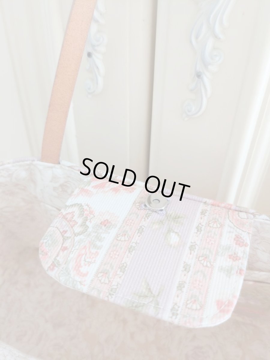 画像5: 【完成品】お宝生地で作った革の持ち手のバッグ (akiko) 　 (5)