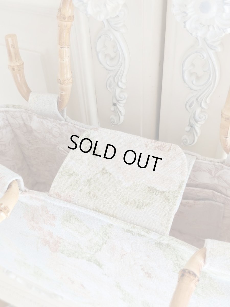 画像6: 【完成品】リネン生地で作ったバンブー持ち手のバッグ (akiko) 　 (6)