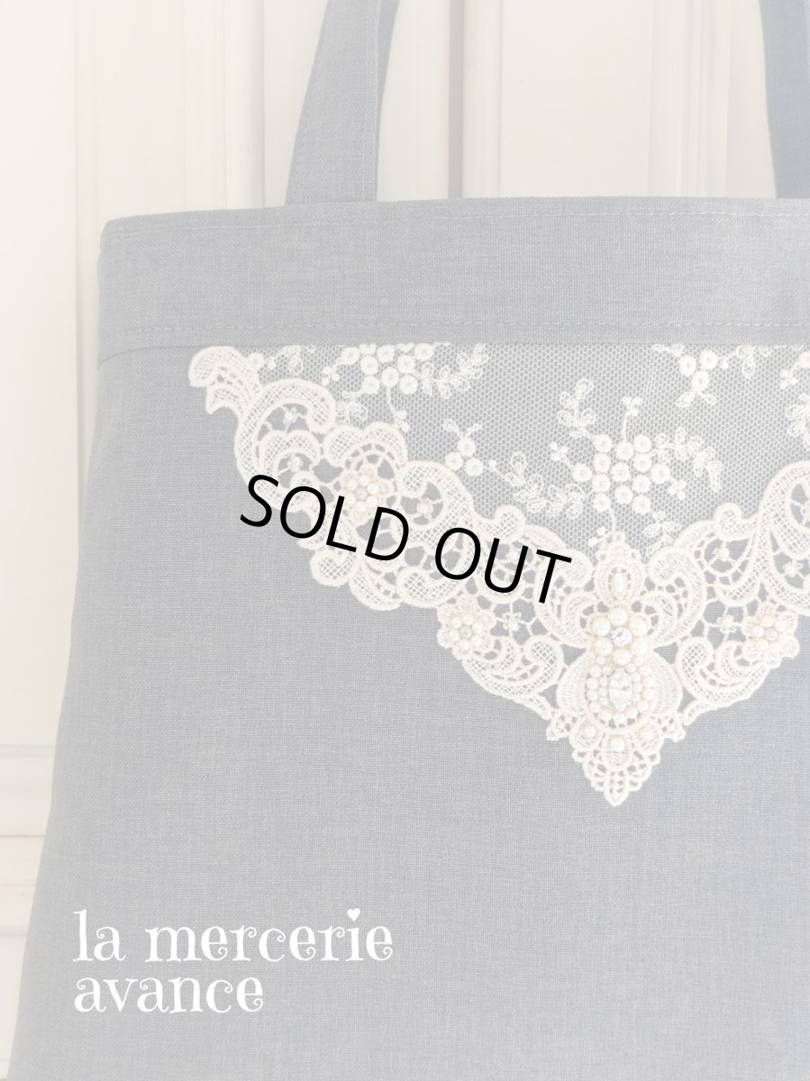 画像3: 【完成品】シックなグレーのキラキラビジューのバッグ　 (akiko) 　 (3)