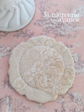 画像1: 【完成品】レースの花リムマット (akiko)　ラウンドｉ (1)