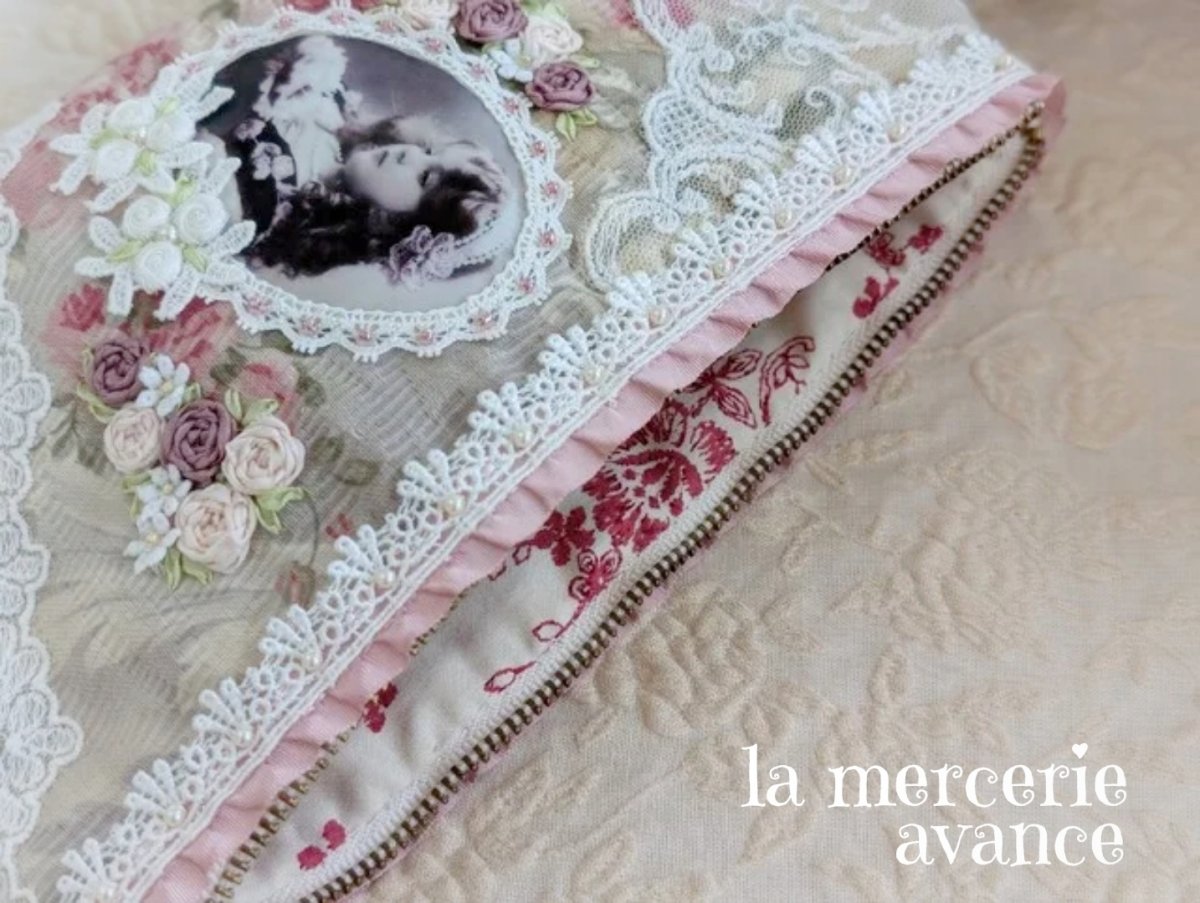 画像4: 【キット】ジャガード生地のフォトカードの女の子のポーチ (4)