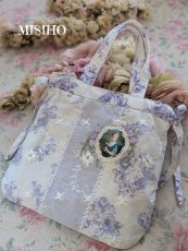画像1: レース重ねのリボンバッグ完成品（MISIHO)  (1)